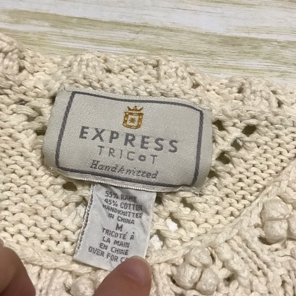 Express Tricot Vintage 90s Hand Knit Crochet Chunky Cottage Core Sweater Medoum‎ - Picture 4 of 5